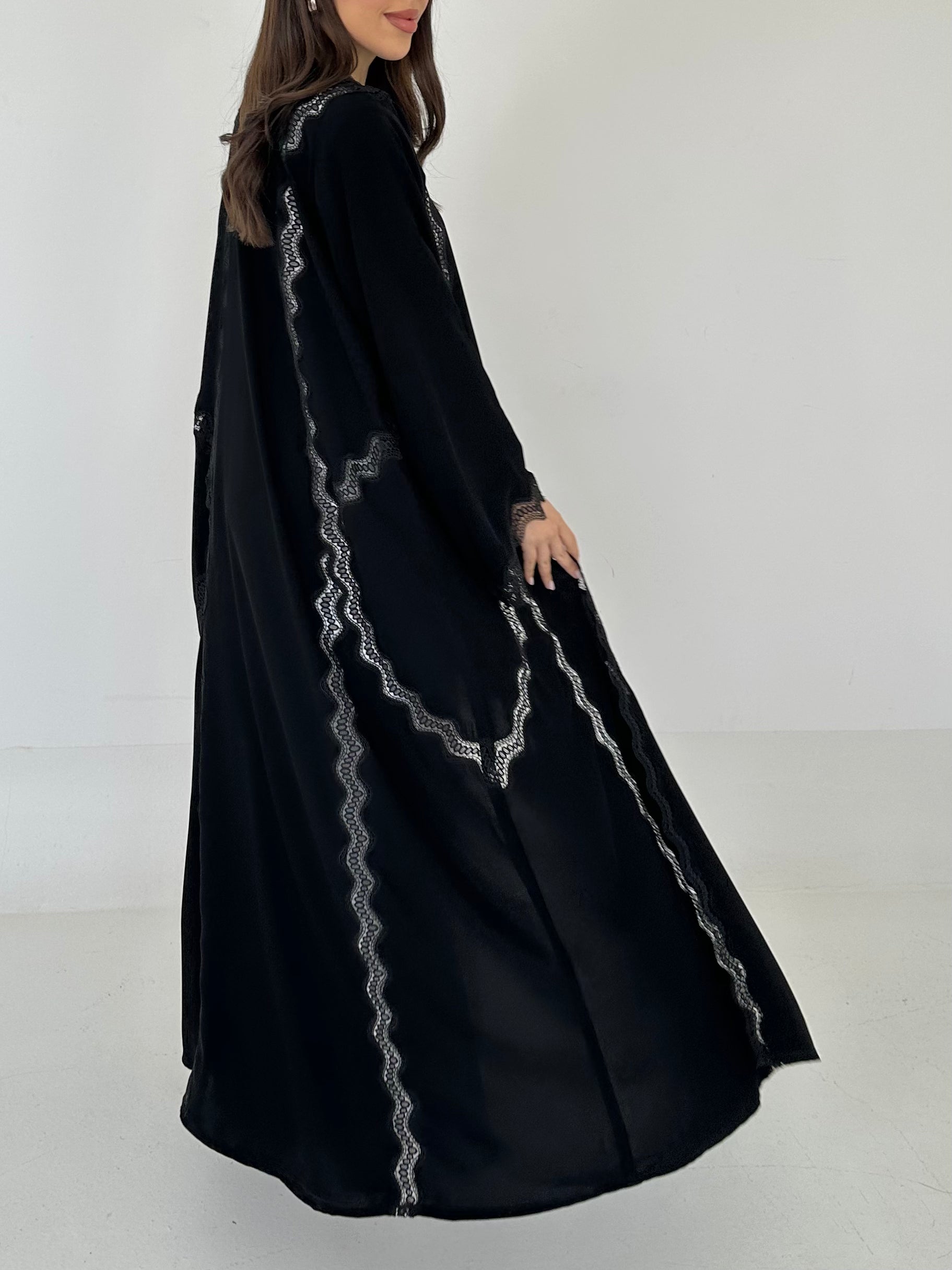 C 2292 Black Lace Abaya