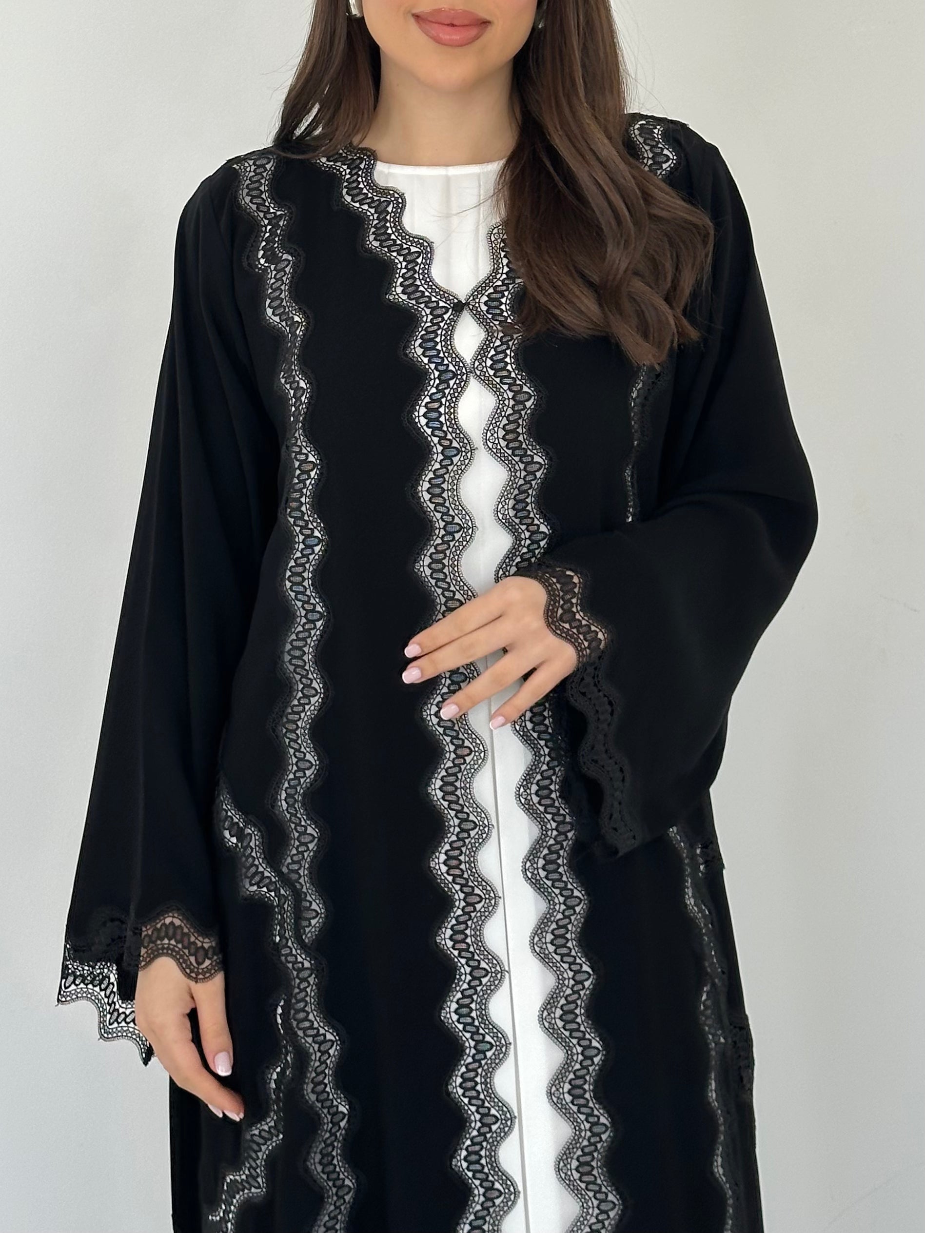 C 2292 Black Lace Abaya