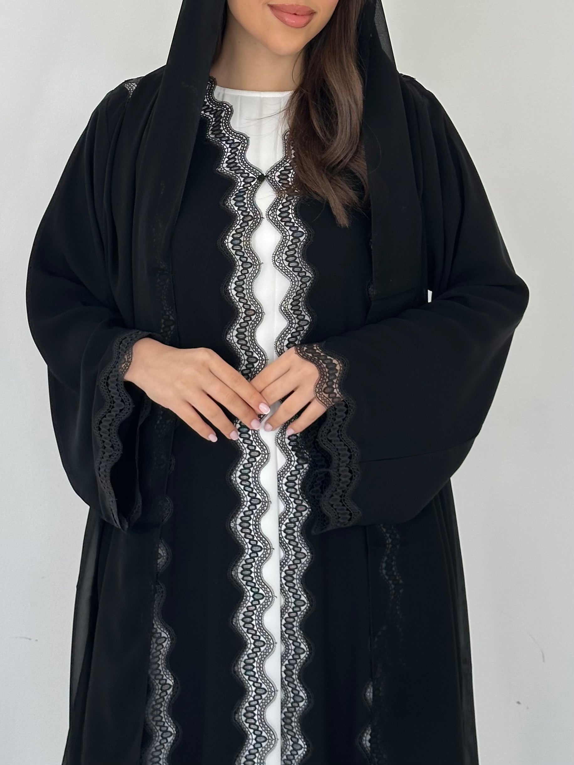 C 2292 Black Lace Abaya