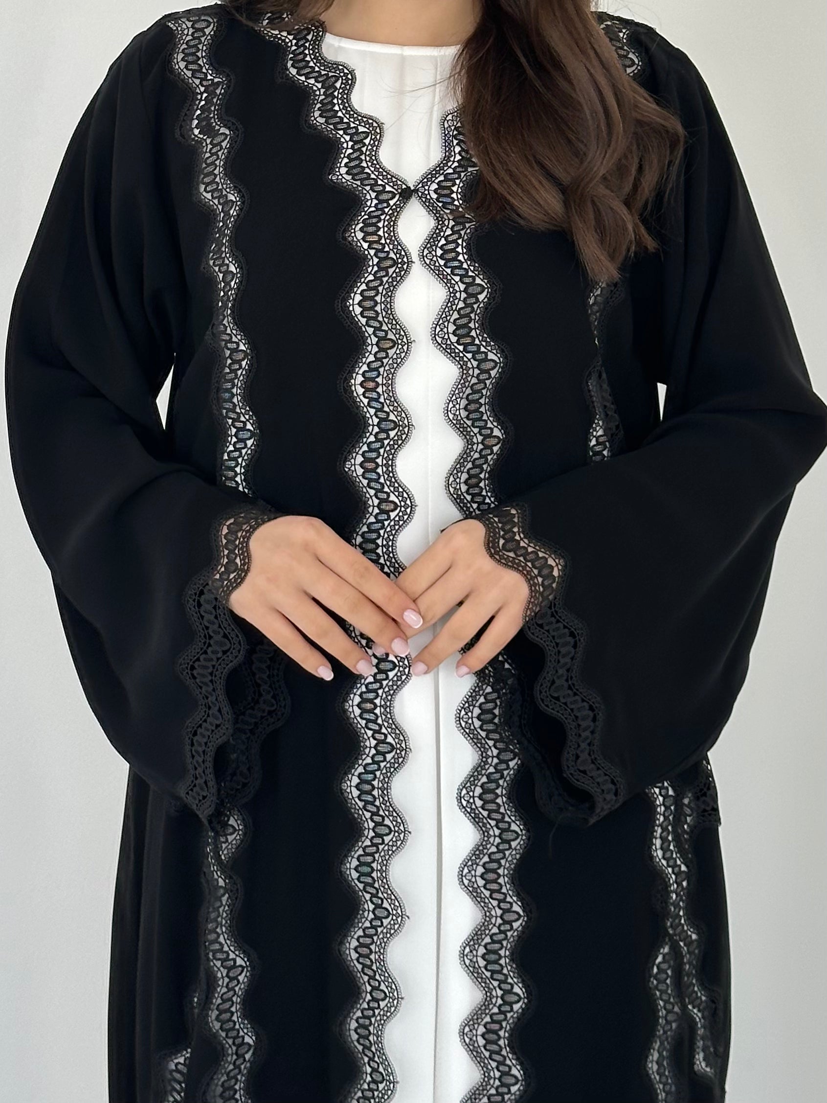 C 2292 Black Lace Abaya
