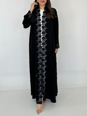 C 2293 Black Floral Lace Abaya