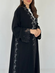 C 2293 Black Floral Lace Abaya