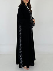 C 2293 Black Floral Lace Abaya