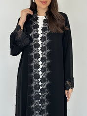 C 2293 Black Floral Lace Abaya