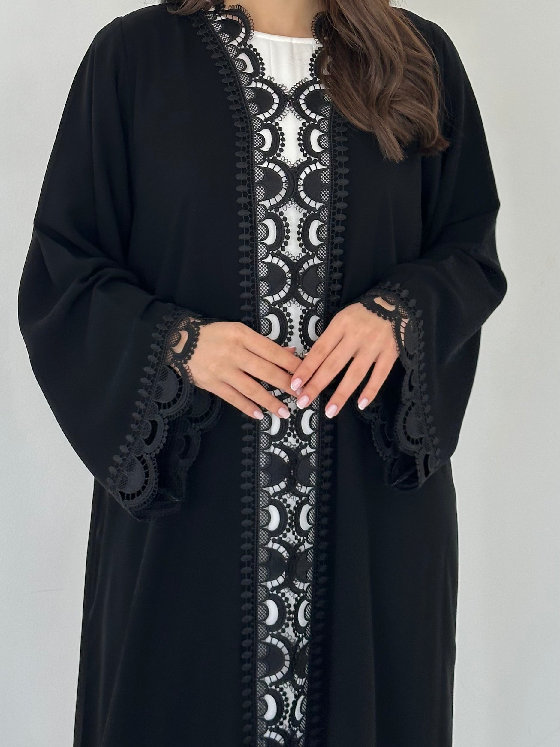 C 2295 Black Lace Abaya