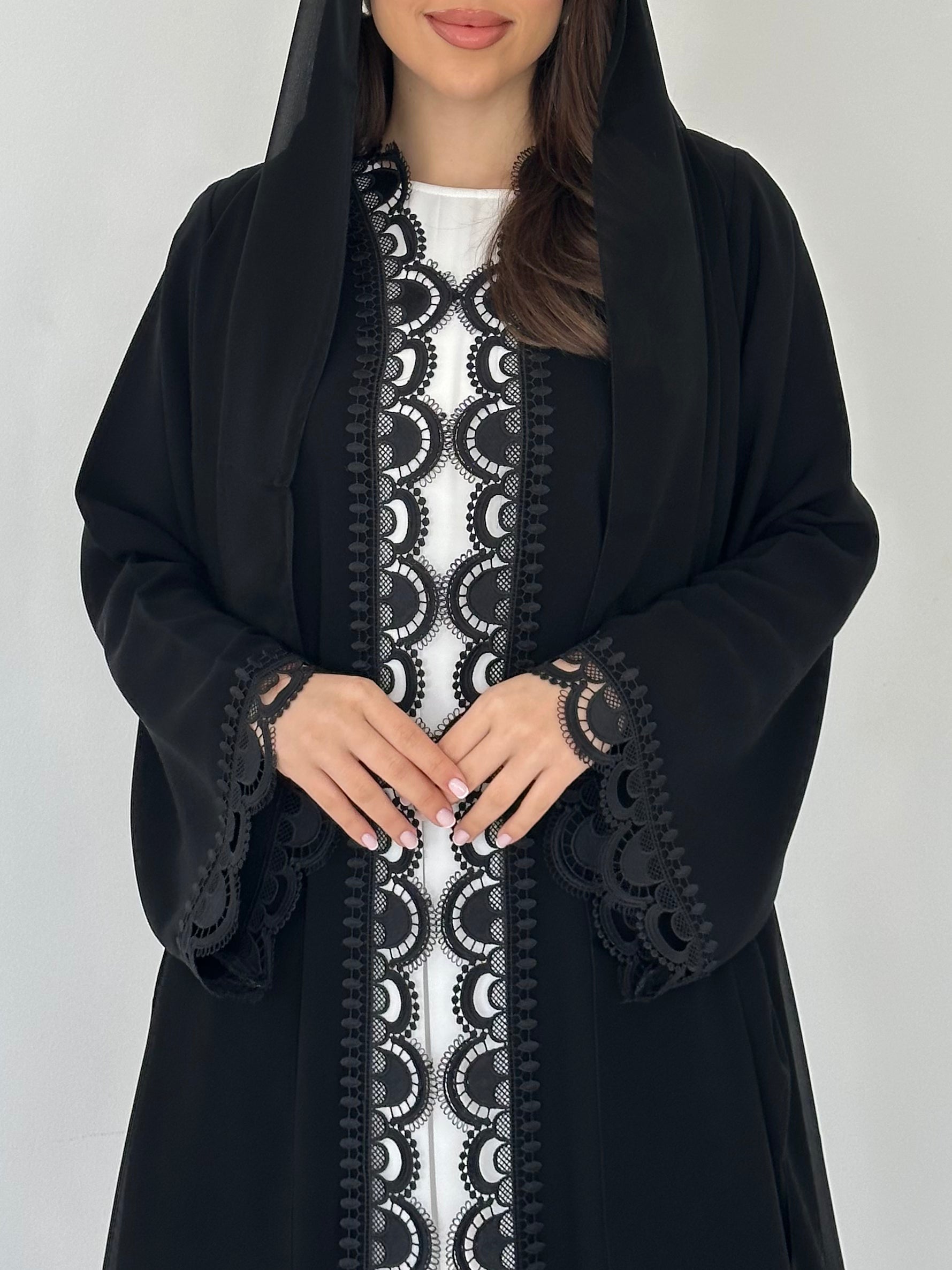 C 2295 Black Lace Abaya