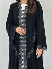 C 2296 Black Crystal Lace Abaya