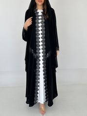 C 2296 Black Crystal Lace Abaya
