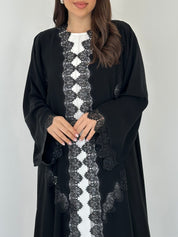 C 2296 Black Crystal Lace Abaya