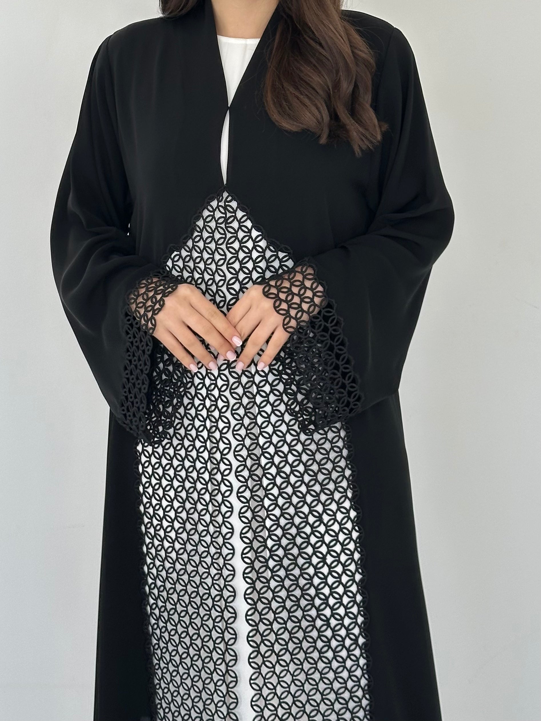 C 2297 Black Lace Abaya