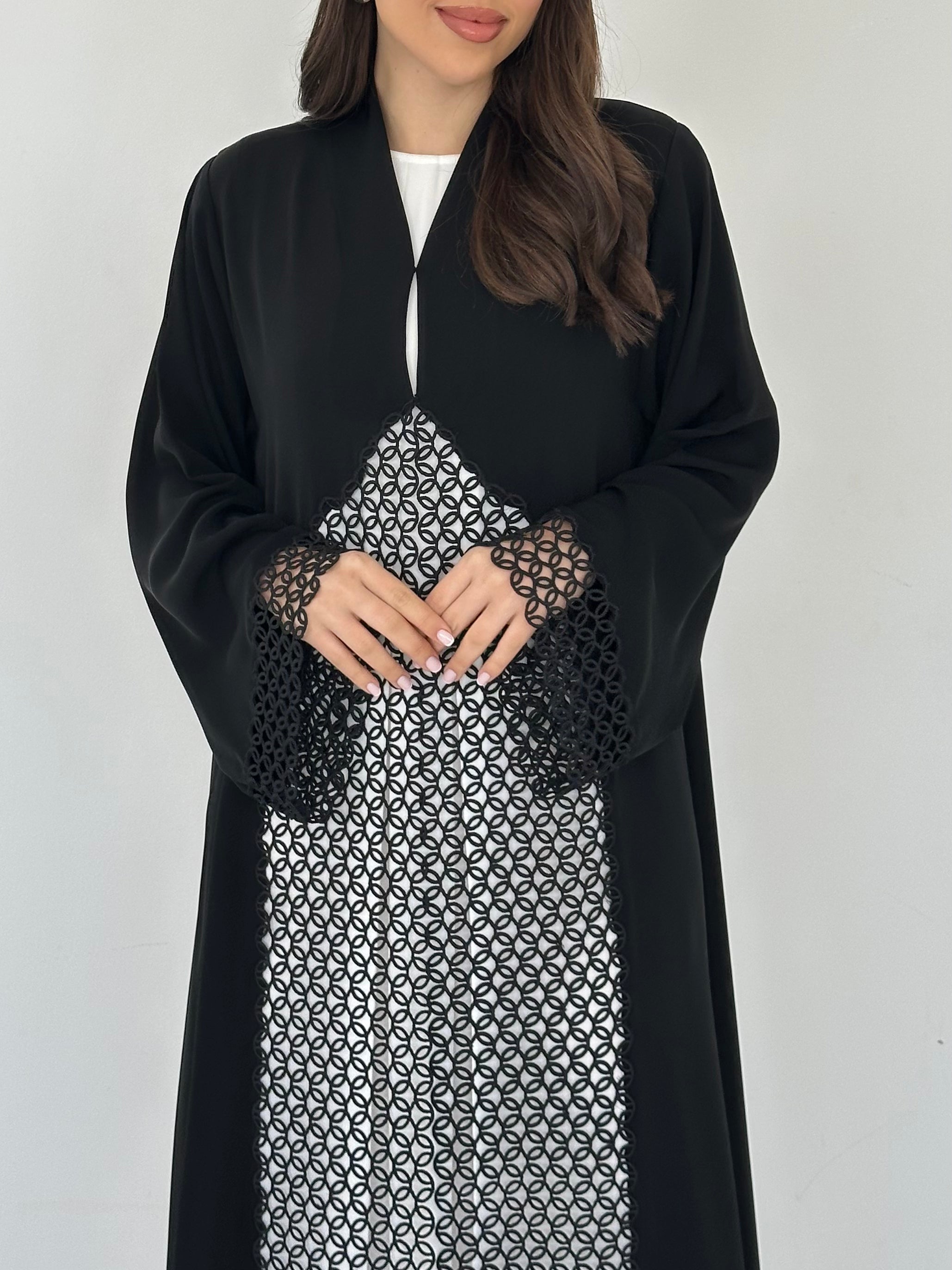 C 2297 Black Lace Abaya
