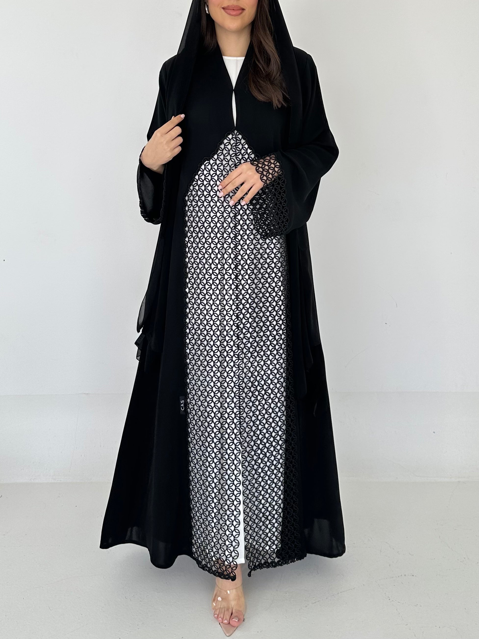C 2297 Black Lace Abaya