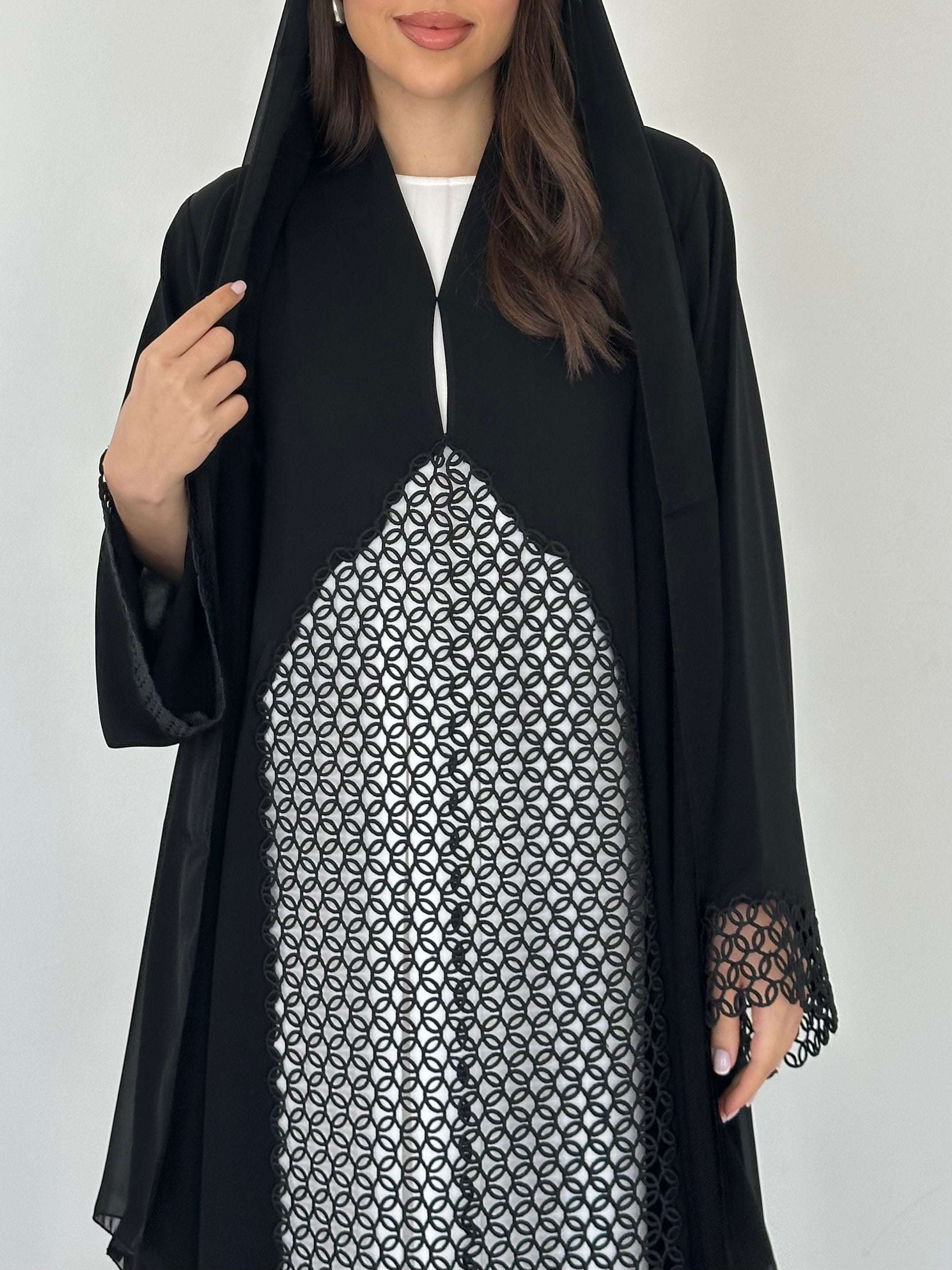 C 2297 Black Lace Abaya
