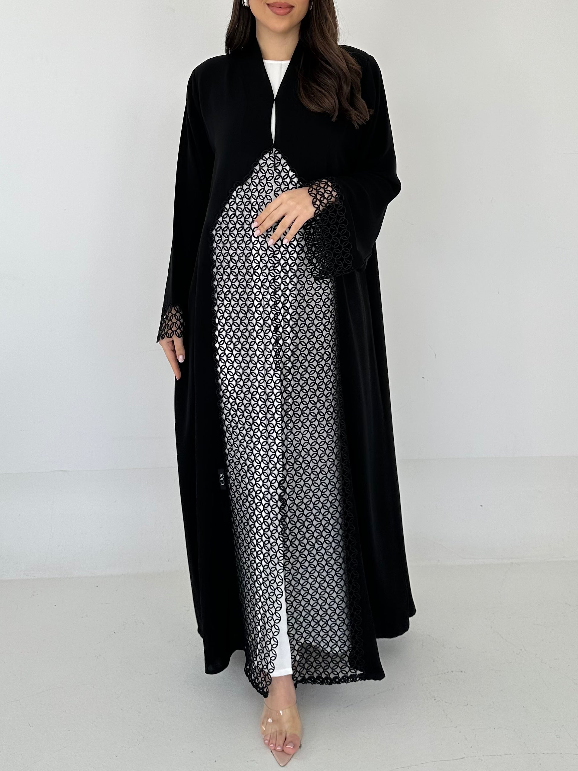 C 2297 Black Lace Abaya