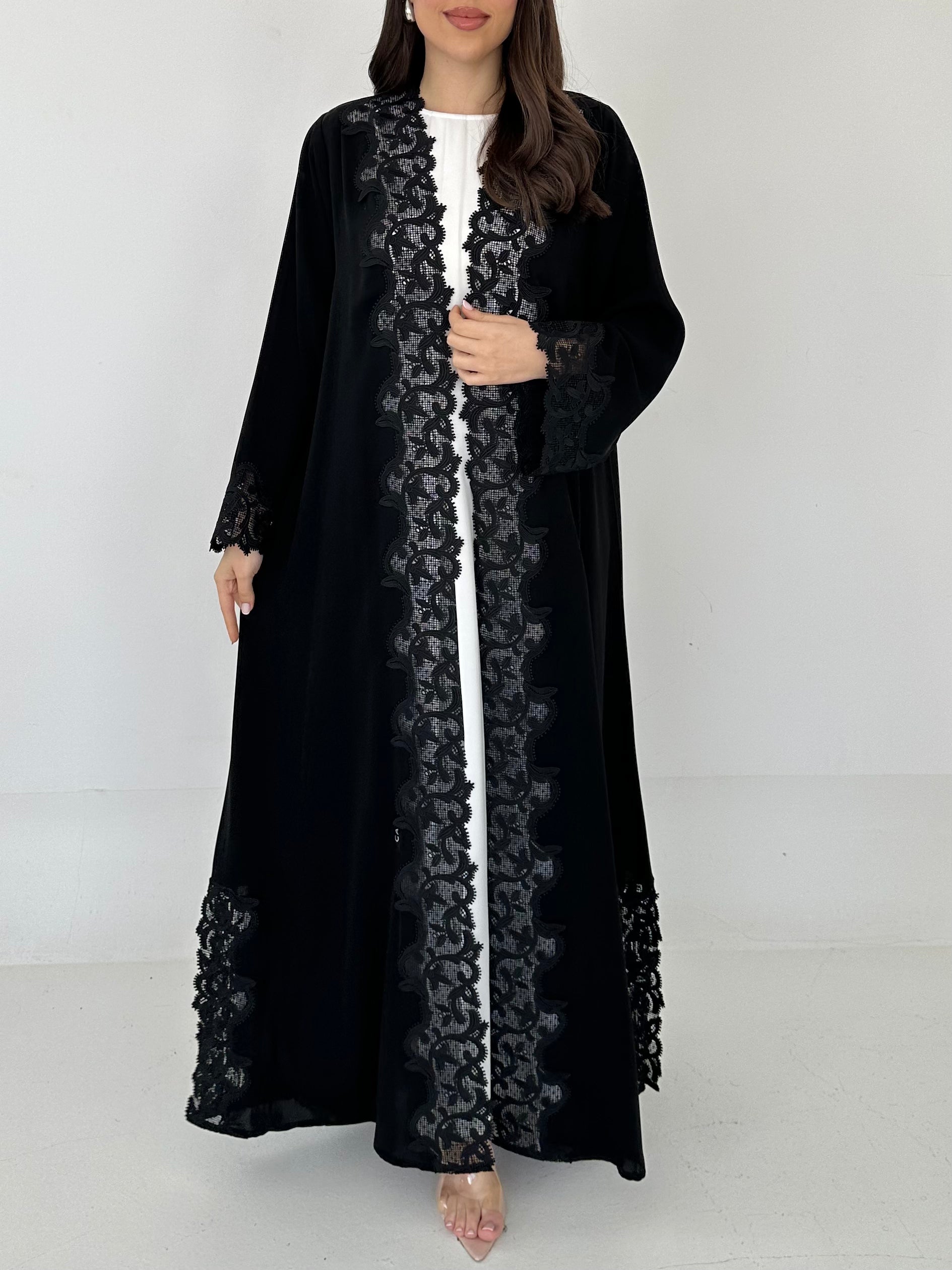 C 2298 Black Lace Abaya