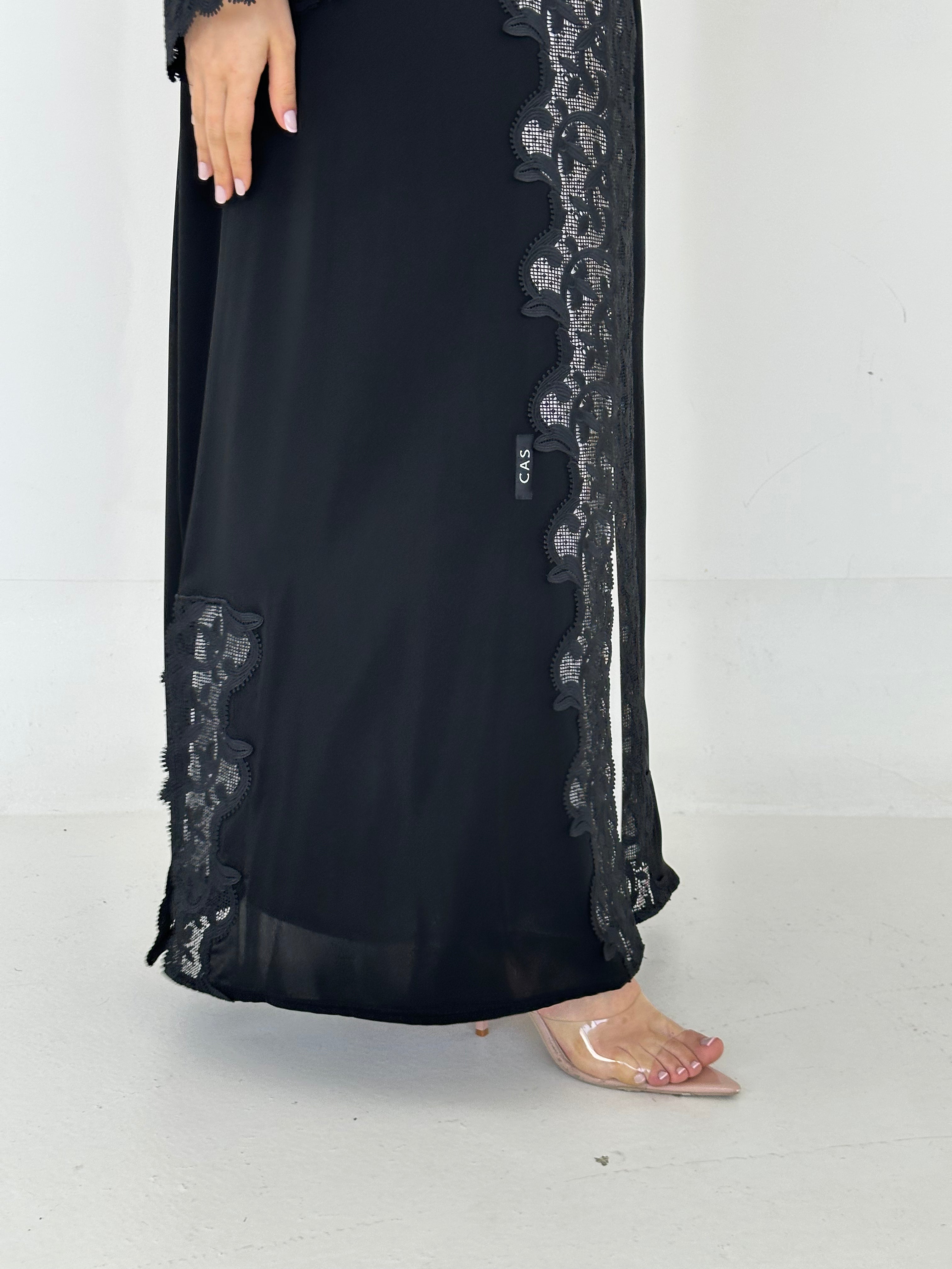 C 2298 Black Lace Abaya