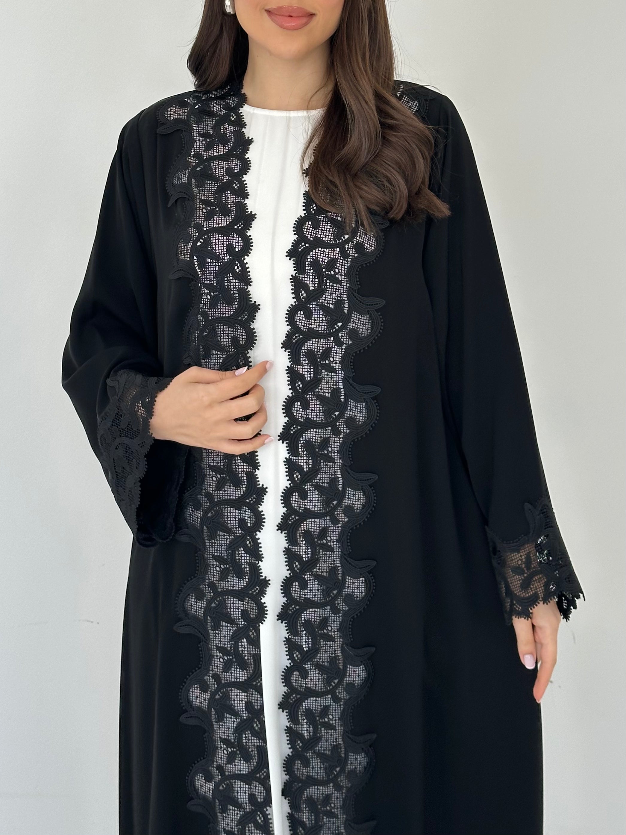 C 2298 Black Lace Abaya