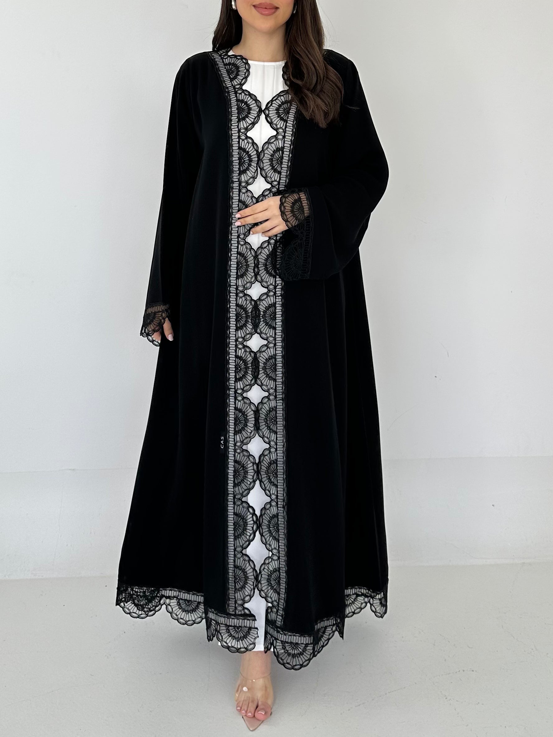 C 2299 Black Lace Abaya