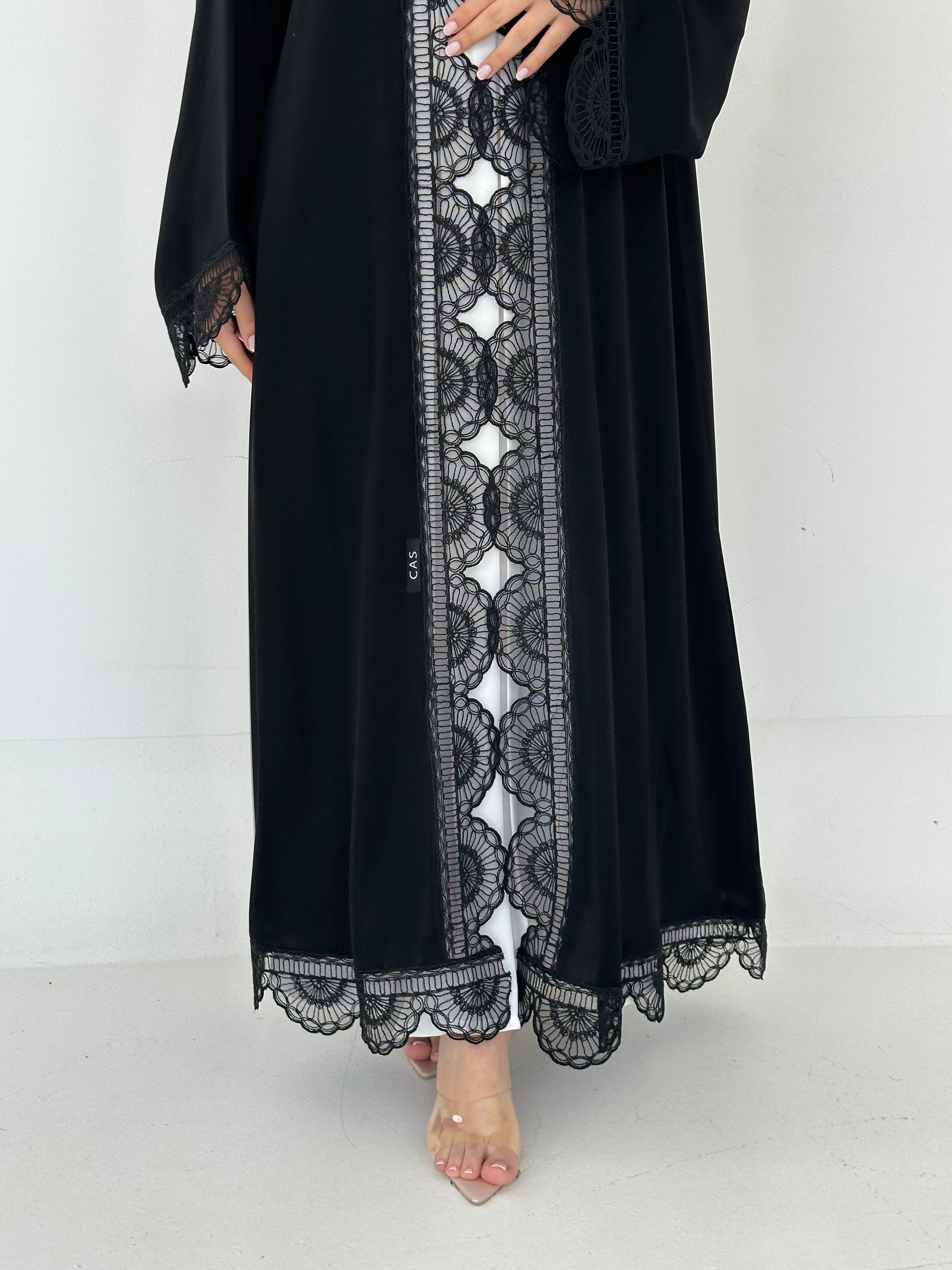 C 2299 Black Lace Abaya