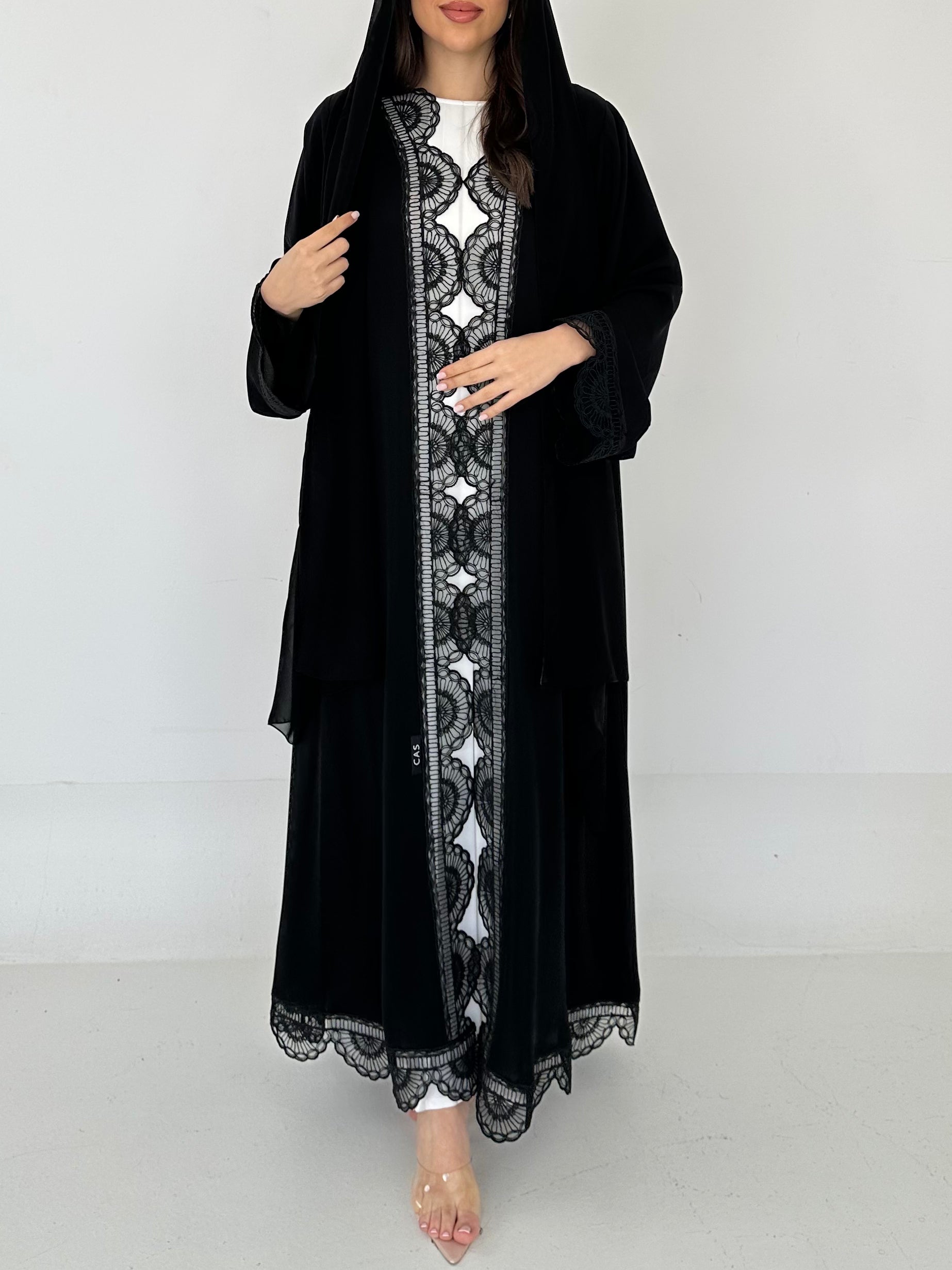 C 2299 Black Lace Abaya