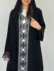 C 2299 Black Lace Abaya
