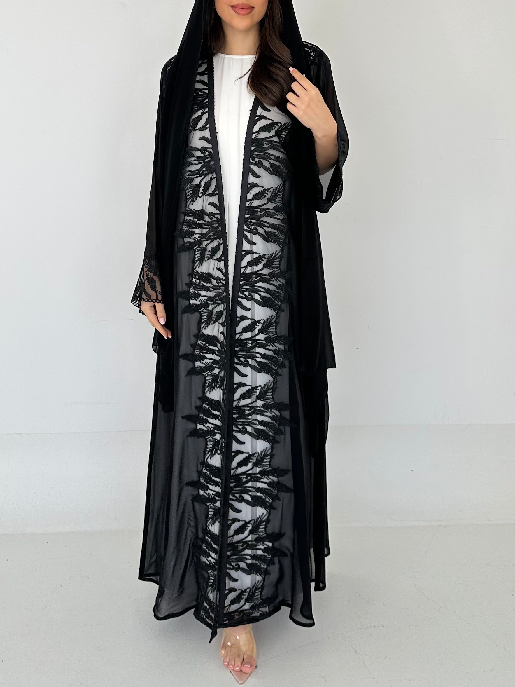 C 2300 Black Lace Abaya
