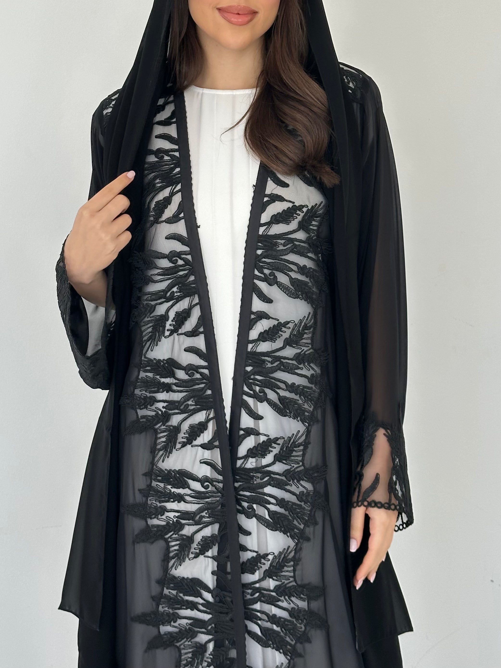 C 2300 Black Lace Abaya