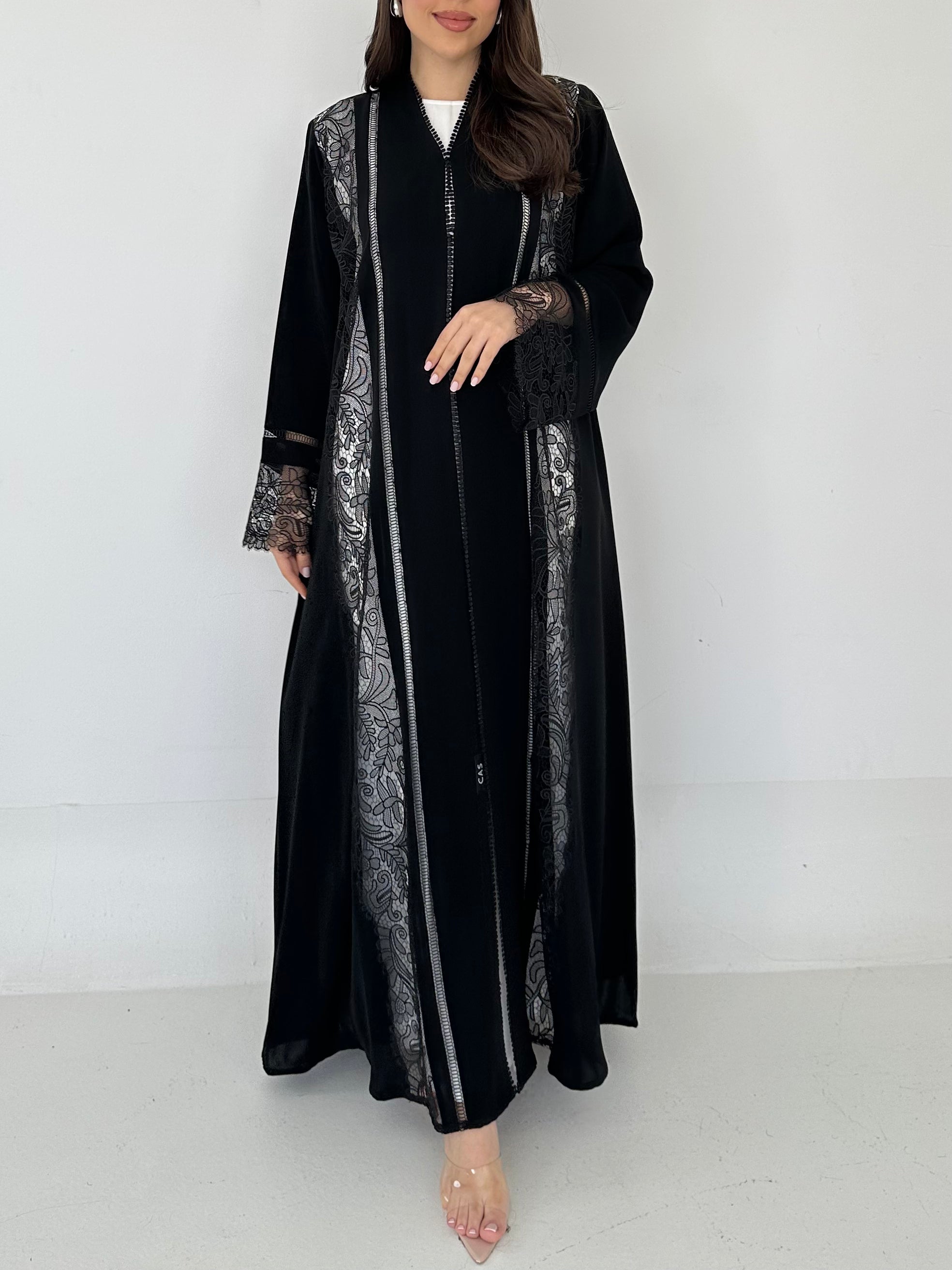 C 2301 Black Lace Abaya