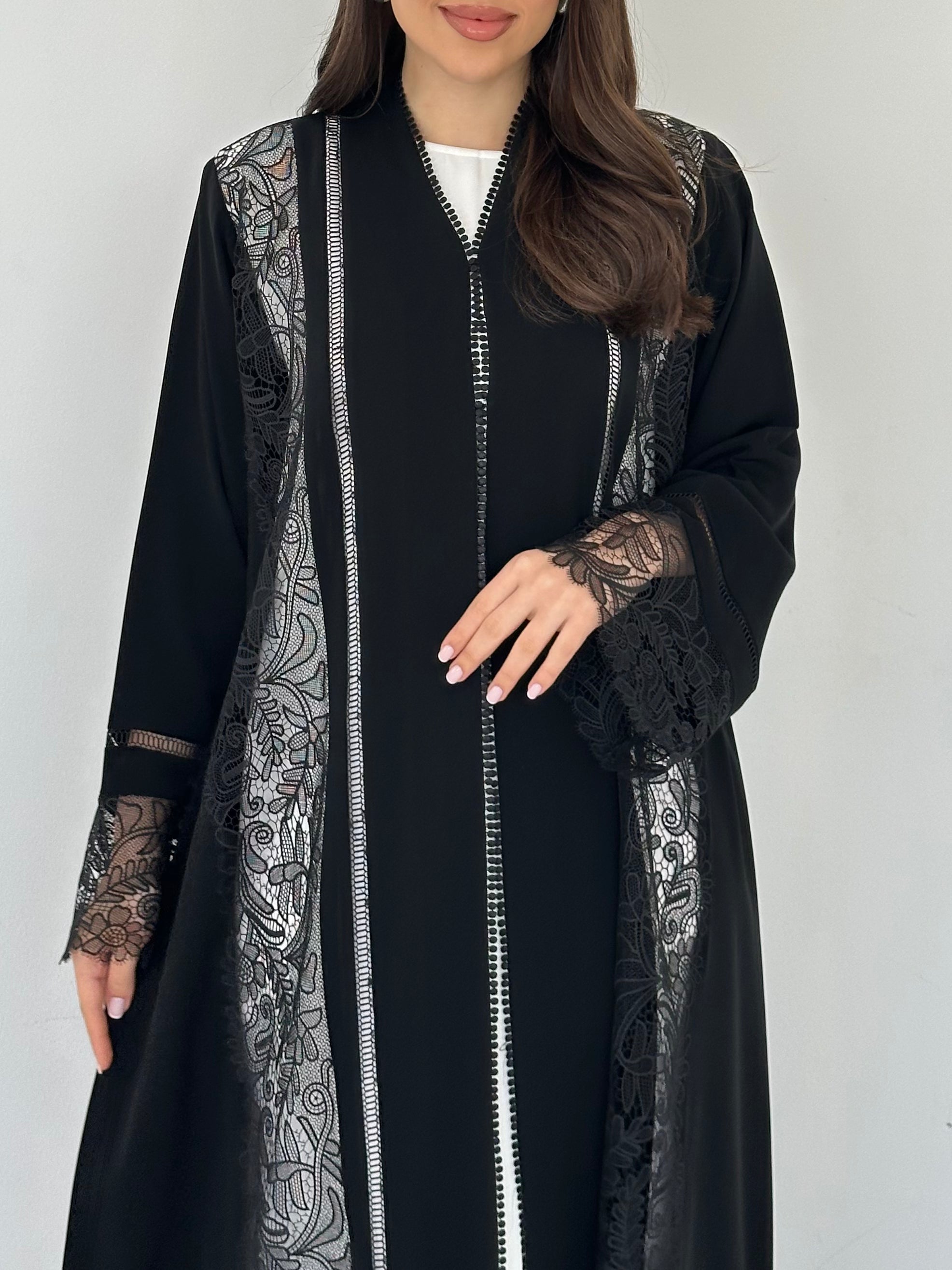 C 2301 Black Lace Abaya