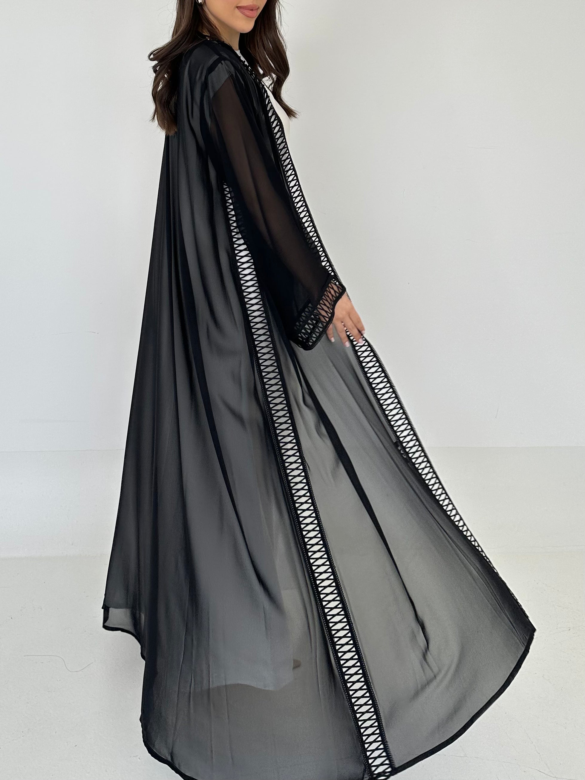 C 2302 Black Lace Abaya