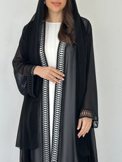C 2302 Black Lace Abaya