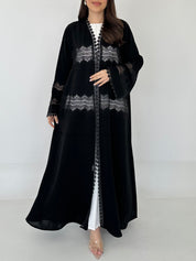 C 2304 Black Crystal Lace Abaya