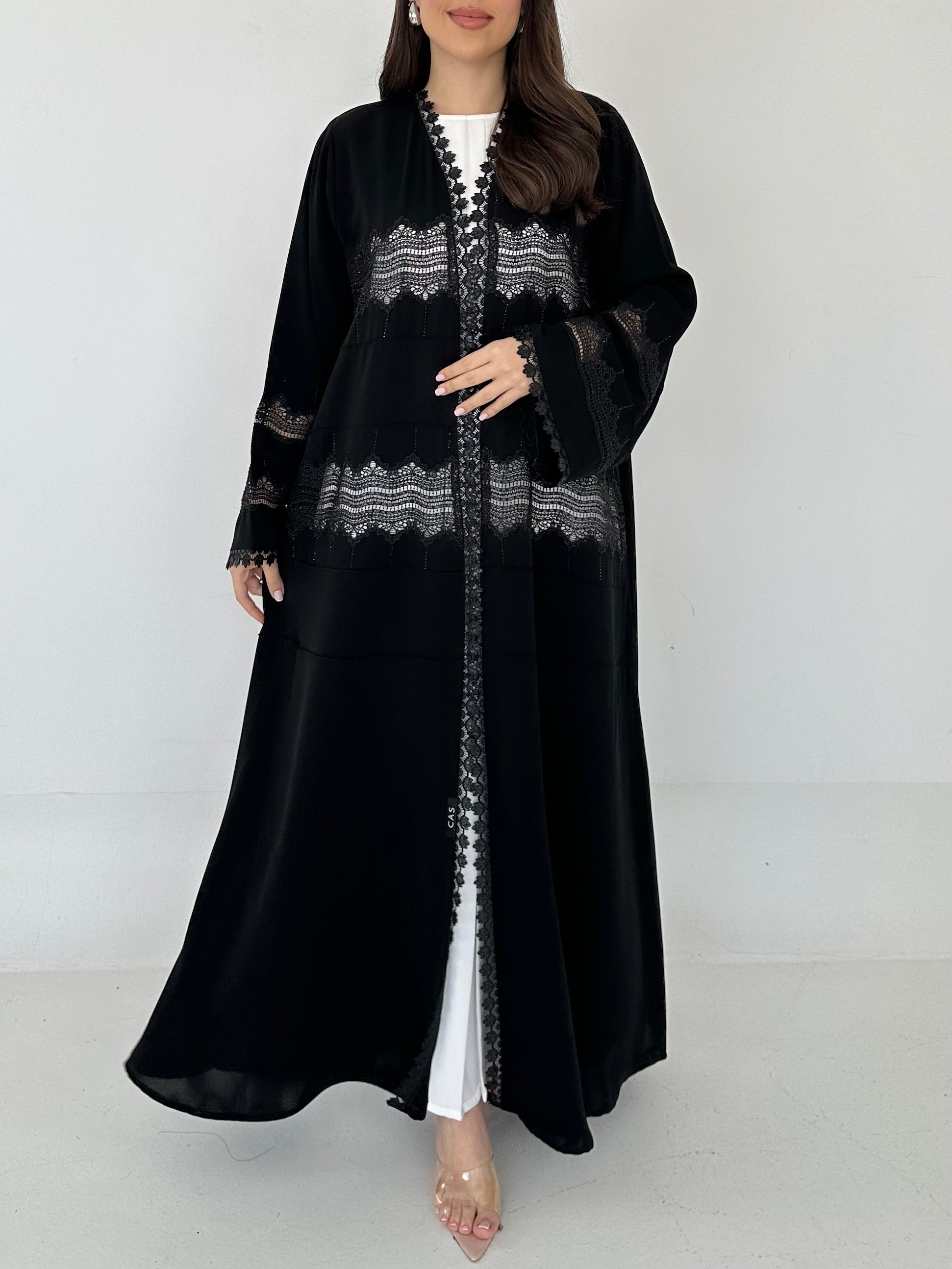 C 2304 Black Crystal Lace Abaya