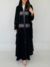 C 2304 Black Crystal Lace Abaya