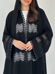 C 2304 Black Crystal Lace Abaya