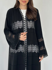 C 2304 Black Crystal Lace Abaya