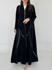 C 2305 Black Crystal Lace Abaya