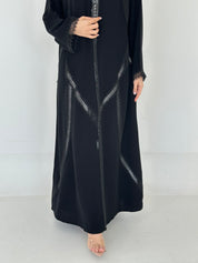 C 2305 Black Crystal Lace Abaya