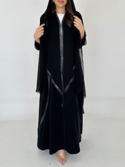 C 2305 Black Crystal Lace Abaya