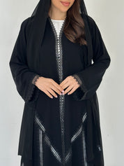 C 2305 Black Crystal Lace Abaya
