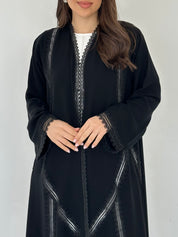 C 2305 Black Crystal Lace Abaya