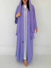 C 2306 Lavender Crystal Lace Abaya