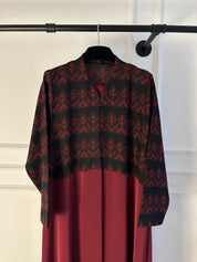 C 2307-01 Dark Red Patterned Abaya