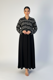 C 2307-02 Black Patterned Abaya