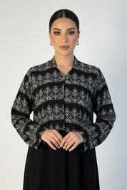 C 2307-02 Black Patterned Abaya