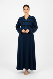 C 2307-03 Dark Blue Patterned Abaya