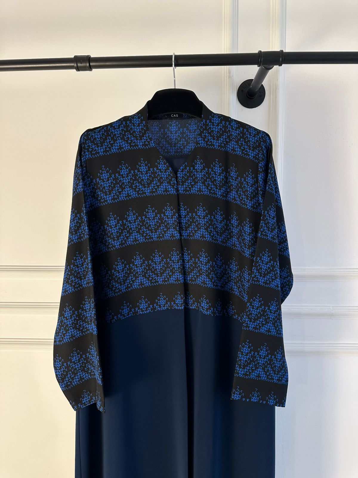 C 2307-03 Dark Blue Patterned Abaya