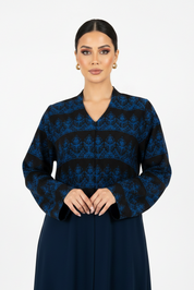 C 2307-03 Dark Blue Patterned Abaya