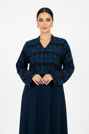 C 2307-03 Dark Blue Patterned Abaya