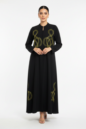 C 2308 Black Embroidered Abaya